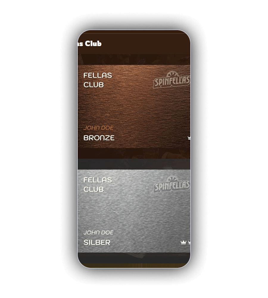 Spinfellas Fellas Club Mitgliedskarten in Bronze und Silber