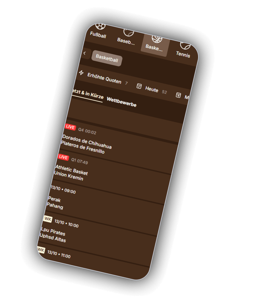 Spinfellas Sportwetten mit Reitern für Fussball, Baseball, Basketball und Tennis sowie Live-Spielen